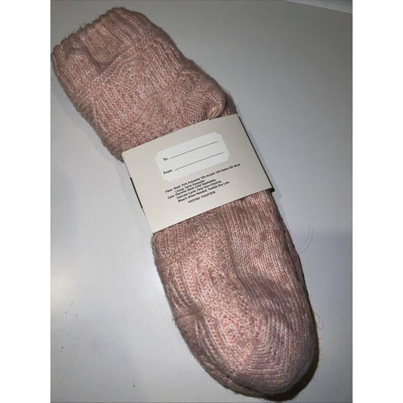 Pink Reading slipper socks Sweater Knit Ankle Faux Shearling Lining Non Skid NWT - Picture 5 of 8